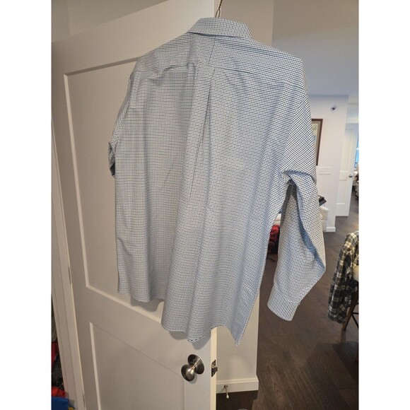 #72 LL Bean Button Up Men Shirt 17-33 0FFMS Wrinkle Resistant Grn/Blu/Wh Check - Picture 4 of 4